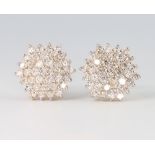 A pair of diamond cluster earrings approx. 2ct in total, 14mm
