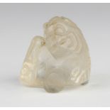 A Chinese rock crystal carving of a shi shi 4cm