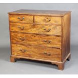 A Georgian mahogany chest of 2 short and 3 long drawers, raised on bracket feet 101cm h x 110cm w