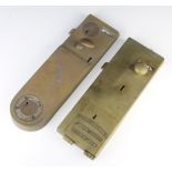 Lockerbie and Wilkinson Ltd. a Lockwil patent brass lavatory door lock together with a Parker Winder