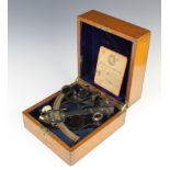 A Hezzanith R465 sextant complete with certificate dated 12th November 1946, contained in an oak