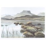 A Cartmel - Crossley, proof print, signed in pencil, loch scene, 215/350 36cm by 50cm