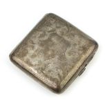 A silver cigarette case with chased decoration Birmingham 1918, 90 grams
