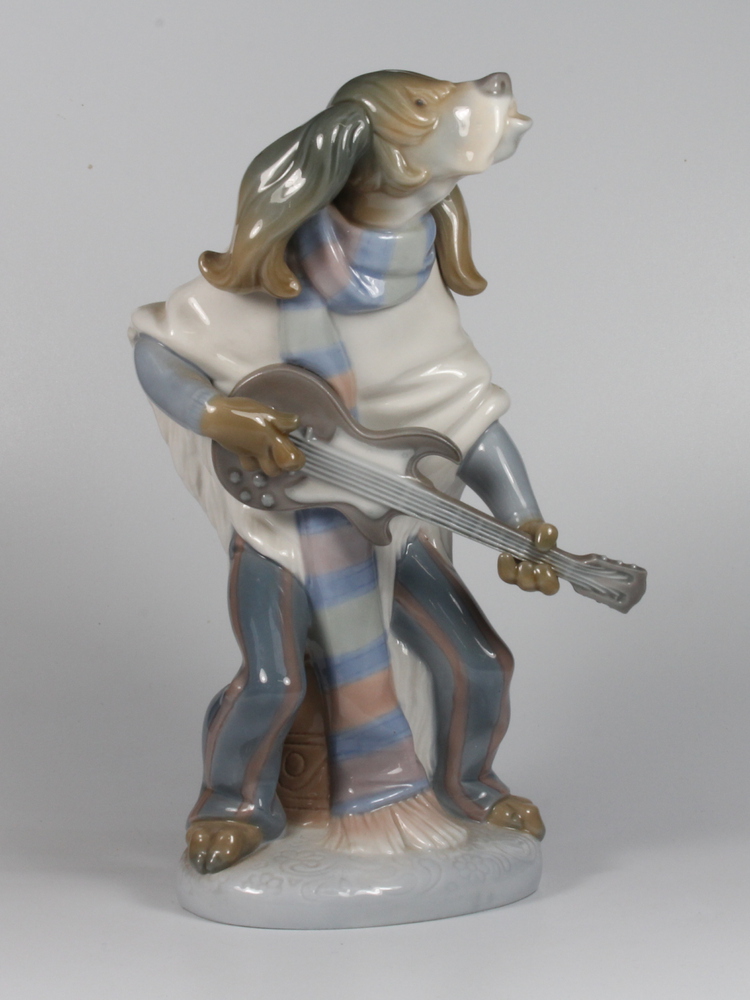 A Lladro 5 piece band of dog musicians 15cm, 20cm, 19cm, 22cm and 22cm - Image 3 of 8