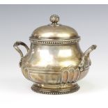 A French silver sugar bowl and cover with S scroll handles, 364 grams