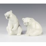 A Lladro figure of a polar bear cub 9cm, a ditto 11cm