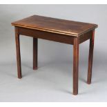 A Georgian mahogany cantilever card table, raised on square tapered supports 72cm h x 90cm w x