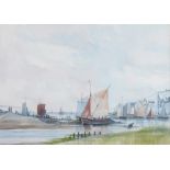 A Wickham, watercolour, unsigned, Brighton coastal scene, 25cm by 35cm