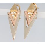 A pair of 9ct yellow gold diamond set earrings 5.3 grams, 33mm