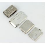 A silver card case Birmingham 1925, 2 match cases and a sleeve 170 grams
