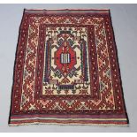 A white, red and blue ground Gulberjasta rug 193cm x 35cm