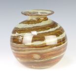 A Studio glass baluster vase with striated decoration 17cm