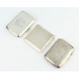 An Edwardian silver cigarette case Birmingham 1902, 1 other and a compact, 219 grams