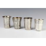 A Continental engine turned silver beaker and 3 others, 228 grams