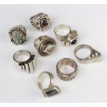 A silver dress ring size M and 7 others, 145 grams