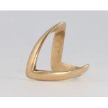 A 9ct yellow gold wishbone ring size J 3.3 grams