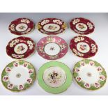 A pair of Cauldon dessert plates decorated with flowers 22cm and 7 other plates