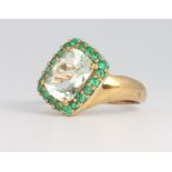 A 9ct yellow gold gem set cluster ring, 3 grams, size L 1/2