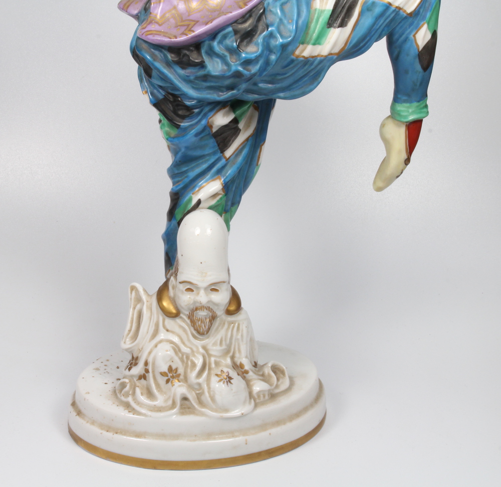 A Rosenthal figure of an exotic dancer, raised on an oval base standing beside a seated figure of - Image 4 of 5