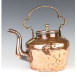 A circular copper kettle (some dents) 30cm h x 23cm diam.