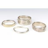 Four silver bangles, 118 grams