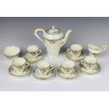 A Lawleys Tuscan china coffee set comprising coffee pot, cream jug, sugar bowl, 6 coffee cups and