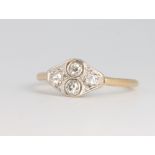 An 18ct yellow gold Edwardian diamond ring 2 grams, size N