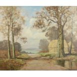David Mead (1906 - 1986) oil on canvas, signed Horsham rural view, 59cm by 49cm