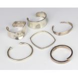 Six silver bangles, 164 grams