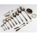 A William IV silver table spoon, Exeter 1836 and minor cutlery, 320 grams