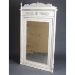 A pair of 19th Century French rectangular plate mirrors contained in a decorative white painted