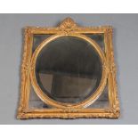 A 19th Century square plate wall mirror contained in a decorative gilt plaster frame 48cm x 41cm