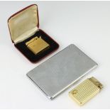 A lady's Colibri cigarette lighter, 1 other and a chromium cigarette case