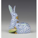 A Herend figure group of 2 rabbits 9cm