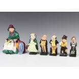 A Royal Doulton figure - Silks and Ribbons HN2017 15cm and 5 Royal Doulton Dickens figures -