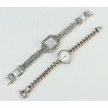 Two ladies silver wristwatches, 126 grams