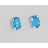A pair of silver blue apatite ear studs
