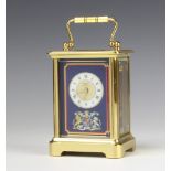 Halcyon Days, a limited edition enamelled carriage clock with enamelled dial and Roman numerals