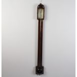 A Georgian style mercury stick barometer with silvered dial