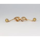 A pair of 18ct yellow gold drop ball earrings 3.7 grams