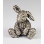 A silver filled figure of a seated bunny 8cm