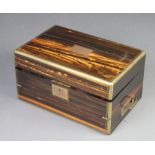 A Victorian coromandel and brass banded writing slope with fitted interior 20cm h x 39cm w x 37cm