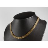 A 9ct yellow gold flat link necklace, 18.5 grams, 40cm