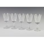 Five Waterford Crystal wine glasses 15cm