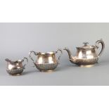 A silver plated 3 piece demi-fluted tea set