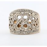 A gentleman's 9ct yellow gold pave set ring, size P, 5.7 grams