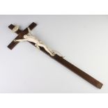 A late 19th century carved ivory figure Christ on the cross 60cm