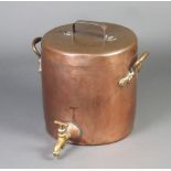 A 19th Century copper and brass twin handled urn, the lid marked LHB, 39cm h x 37cm diam.