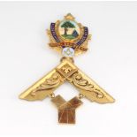 A 9ct yellow gold and enamelled Masonic jewel, Aldershot Lodge 4178, 24.2 grams