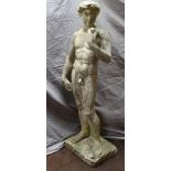 After Michelangelo's David, a life size reconstituted stone figure 170cm h x 57cm w x 38cm d